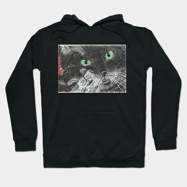 Mother and baby black cat watercolor painting Hoodie by SamsArtworks